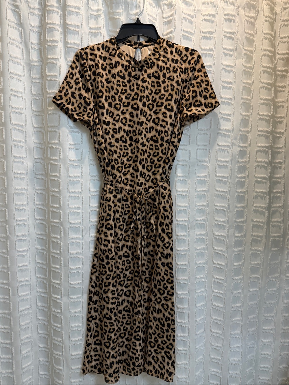 Avec Les Filles Leopard Print Midi Dress - Tan & Black
